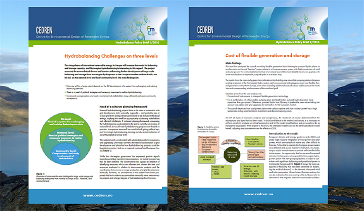 Policy brief fra CEDREN om fleksibel energiproduksjon og lagring